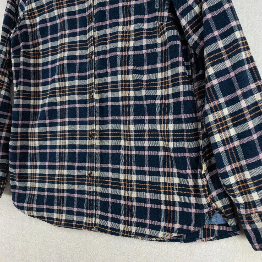 L.L. Bean Flannel Shirt Womens Medium Blue Pink Plaid Long Sleeve Soft - Picture 3 of 12